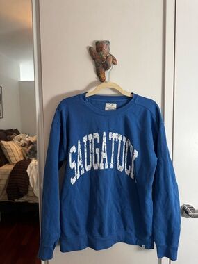 VINEYARD CREW Saugatuck Blue Crewneck Sweatshirt - White Lettering